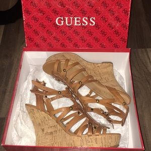 Guess bilbery cork wedges size 7 women's
